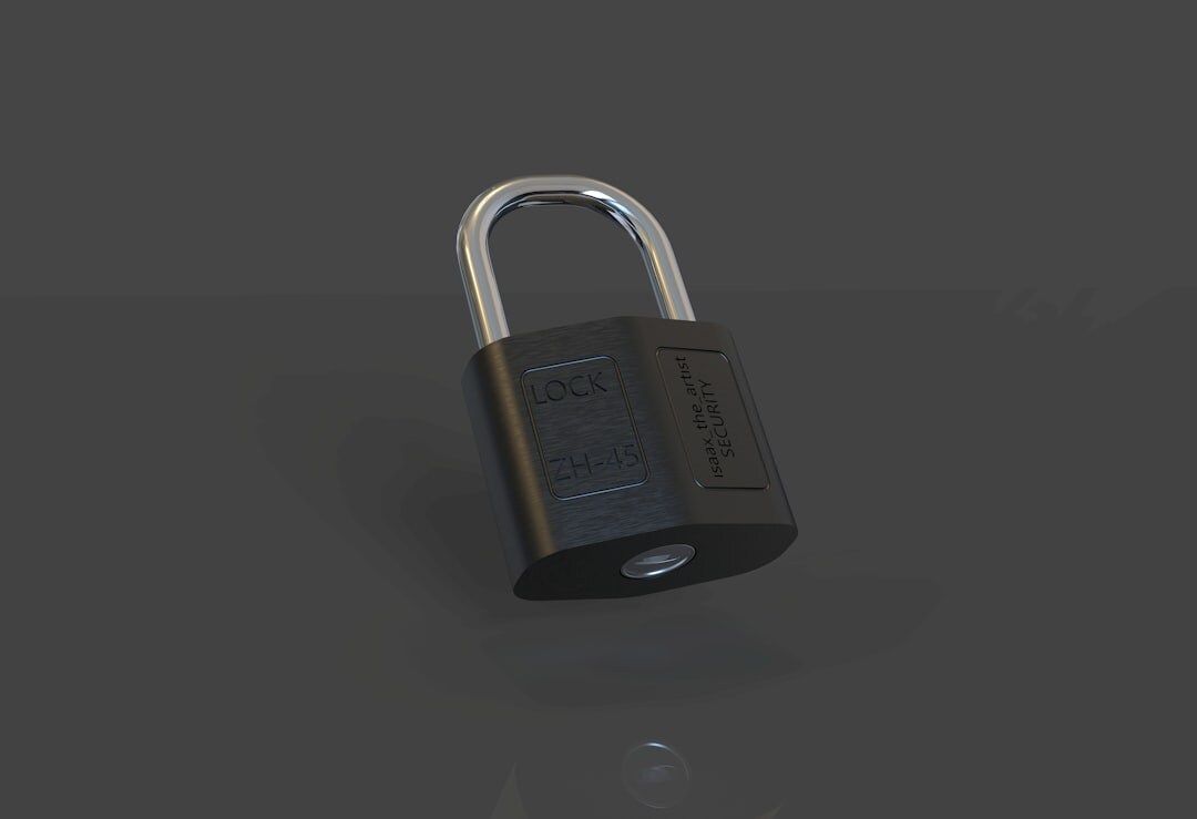 Cybersecurity digital lock on dark background with data streams