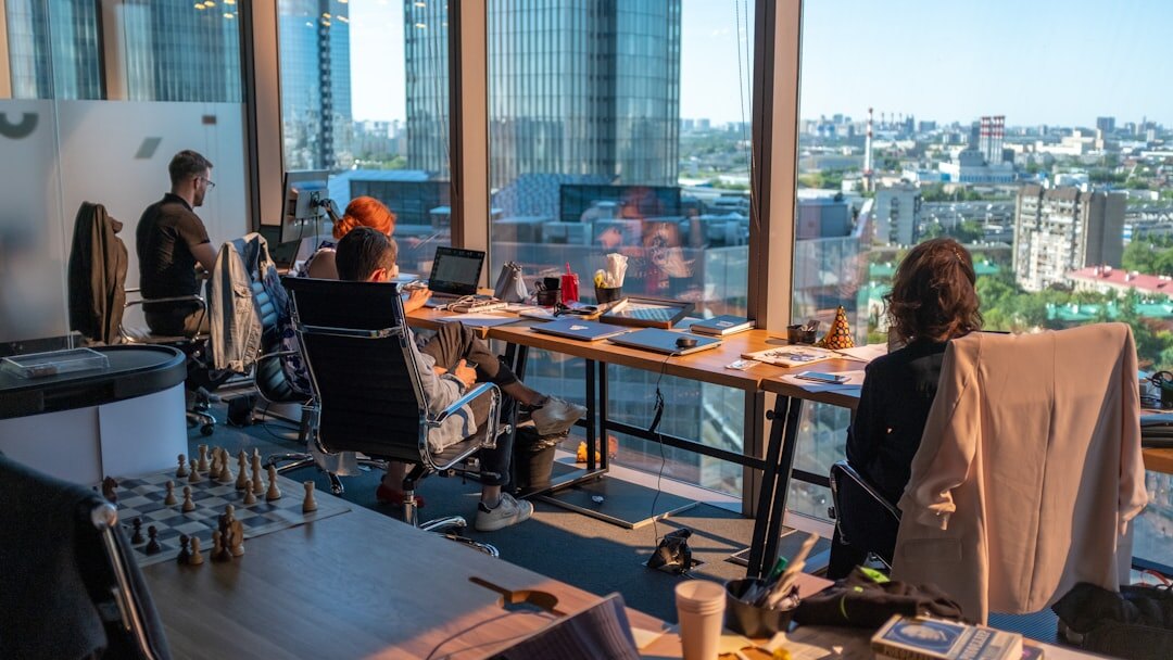 Modern open-plan technology startup office in Dublin with standing desks
