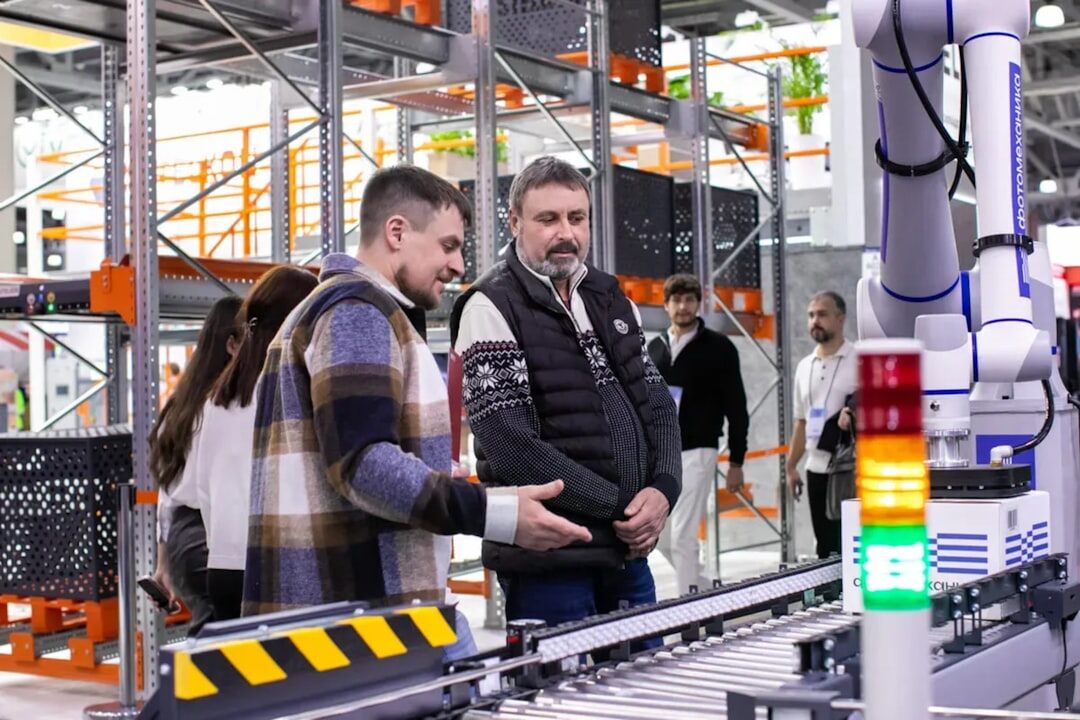 Industrial robotic arm in modern manufacturing facility